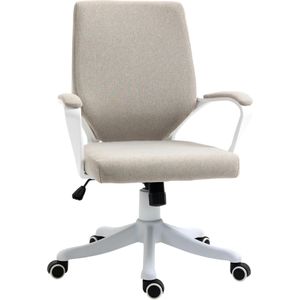 Vinsetto bureaustoel ergonomisch, met kantelfunctie rugleuning, hoogte verstelbaar, 360°draaibaar, dikke bekleding, beige, 62x69x92-102 cm | Aosom.nl