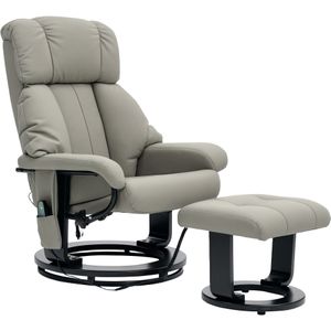 HOMCOM Relaxstoel met Massagefunctie, Tv-stoel met Zijtas, Kunstleer, Grijs