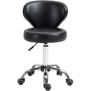 HOMCOM Salonkruk in Lederoptiek, Hoogte Verstelbaar, tot 120 kg, Stalen Frame, Zwart