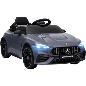 AIYAPLAY Elektrische kinderauto, Mercedes-design, 12V motoren, afstandsbediening, LED-lichten, muziek, voor 3-6 jaar, grijs