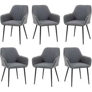 HOMCOM 6-delige set eetkamerstoelen, Scandinavisch design, comfortabele linnen bekleding, stevig en stijlvol, 46 x 56 x 84 cm, donkergrijs | Aosom.nl