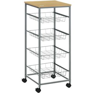 HOMCOM serveerwagen, multifunctionele keukenwagen, opbergtrolley met wielen, ruimtebesparend, 80 x 40 x 82 cm, wit | Aosom.nl