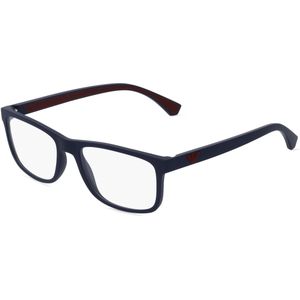 Emporio Armani EA3147 Herren-Brille inkl. Gläser Vollrand Eckig Kunststoff-Gestell 55mm/18mm/142mm, blau