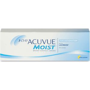 Johnson & Johnson 1-Day Acuvue Moist for Astigmatism (30er Packung) Tageslinsen (3.5 dpt, Zyl. -1,25, Achse 110 ° & BC 8.5) mit UV-Schutz