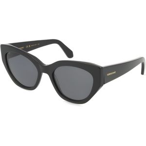 Ferragamo SF1107S Damen-Sonnenbrille Vollrand Eckig Acetat-Gestell, schwarz