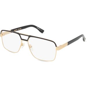 Dsquared2 D2 0034 Herren-Brille inkl. Gläser Vollrand Pilot Metall-Gestell 59mm/15mm/140mm, schwarz