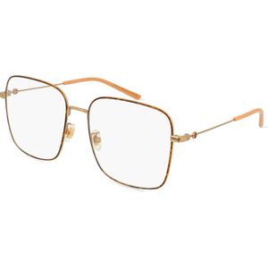 Gucci GG0445O Unisex-Brille inkl. Gläser Vollrand Eckig Metall-Gestell 56mm/17mm/140mm, braun