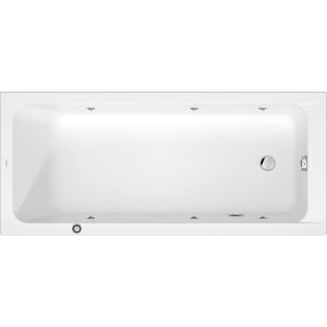 Duravit D-Code whirlpool, 1750x750mm, 1 afgeschuinde rug, Jet Project, rechthoekig, einde afvoerpoot, wit hoogglans, 760671000JP1000