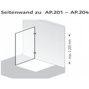 HSK Atelier Plan Pur zijpaneel voor AP.201 - AP.204, links scharnierend, afmeting: tot 100,0 cm x 200,0 cm, AP.279-L-41-50edelglas