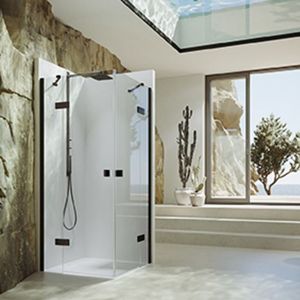 HÜPPE SolvaPro Zwenkdeur met vast segment, rechtsdraaiend, breedte: 80cm, hoogte: 200cm, 7T1401182315