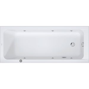 Duravit D-Code whirlpool, 1700x700mm, 1 afgeschuinde rug, Jet Project, rechthoekig, einde afvoerpoot, wit hoogglans, 760670000JP1000