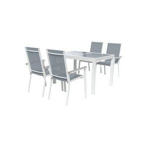 Uitschuifbare tuintafel met 4 stapelstoelen LIVARNO home Houston