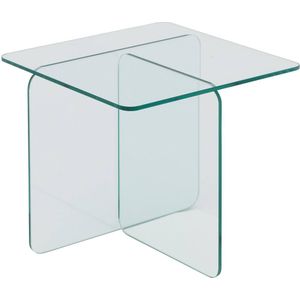 Goossens Salontafel Davey vierkant, glas transparant, modern design, 50 x 46 x 50 cm
