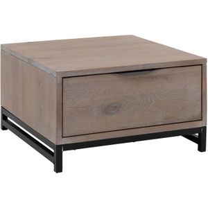 Goossens Hoektafel Max, hout eiken blank, urban industrieel, 65 x 37 x 65 cm