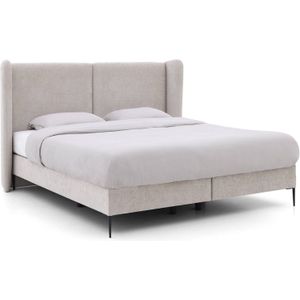 Goossens Boxspring Ease Classic Incl. Matras, Vlak 180 x 210 cm (=2x 90 x 210 cm) met hoofdbord + 2x matras shapes 1