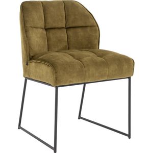 Goossens Eetkamerstoel Ronnie groen stof leuning, elegant chic