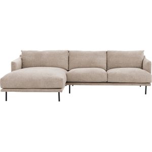 Goossens Bank Luxor Stof bruin, stof, 2,5-zits, modern design met chaise longue links