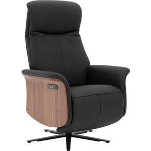 Goossens Relaxstoel Finesse, Recliner electrisch (3 motorig) met notenkleurige zijkant