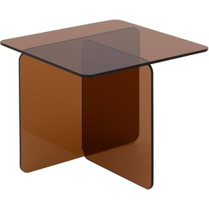 Goossens Salontafel Davey vierkant, glas donkerbruin, modern design, 50 x 46 x 50 cm