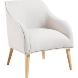 Kave Home Bobly, Bobly fauteuil in beige met houten poten en natuurlijke afwerking (mtk0045)