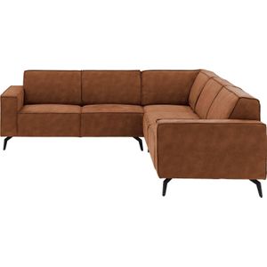 Goossens Hoekbank Hercules bruin, microvezel, 2-zits, modern design