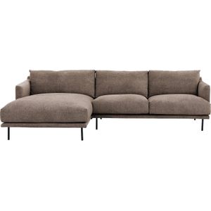 Goossens Bank Luxor Stof bruin, stof, 2,5-zits, modern design met chaise longue links