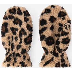 Bruine teddy wanten met leopard print
