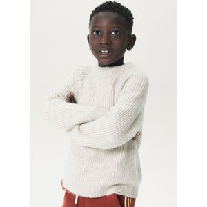 Beige Rib Gebreide Raglan Trui