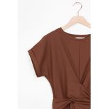 Donkerbruine jersey wikkeljurk