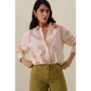Oranje gestreepte blouse met embroidery