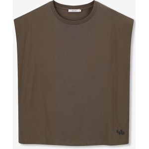 Donkergroen mouwloos T-shirt