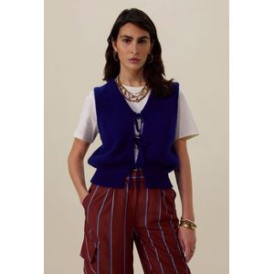 Donkerblauw gebreid gilet