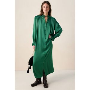 Groene satijnen maxi jurk