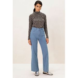 Betim Gestreepte High Waist Wide Leg Jeans