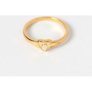 Gold Plated Ring Met Hartje En Parel