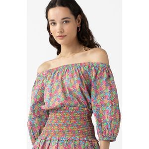 Multicolour Paisley Print Off Shoulder Top