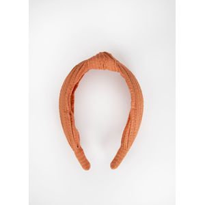 Oranje Seersucker Haarband Met Knoopdetail