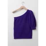 Sissy-Boy - Paarse one shoulder trui met pofmouw