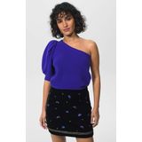 Sissy-Boy - Paarse one shoulder trui met pofmouw
