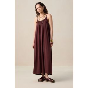 Sissy-Boy - Maxi Jurk - Donkerrood - Geplooid - Spaghettibandjes