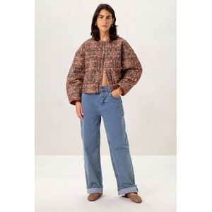 Groene oversized bomber jas met mozaïek print