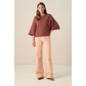 Donkerbruine sweater met schelpen