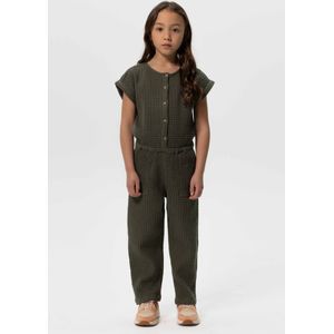 Donkergroene Jumpsuit Met Wafelstructuur