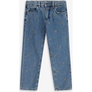 Blauwe Tapered Jeans Met Hartjes Embroidery