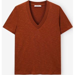 Bruin T-shirt met V-hals