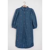 Sissy-Boy - Denim Jurk - Korte - Met Pofmouwen en Madeliefjes Embroidery
