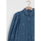 Sissy-Boy - Denim Jurk - Korte - Met Pofmouwen en Madeliefjes Embroidery