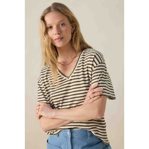 Sissy-Boy - T-shirt - Donkergroen/Wit - Katoen/Linnen