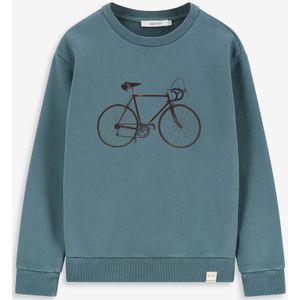 Blauwe sweater met fiets