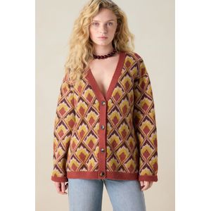 Sissy-Boy - Jacquard Vest - Donkerrood - Met Print